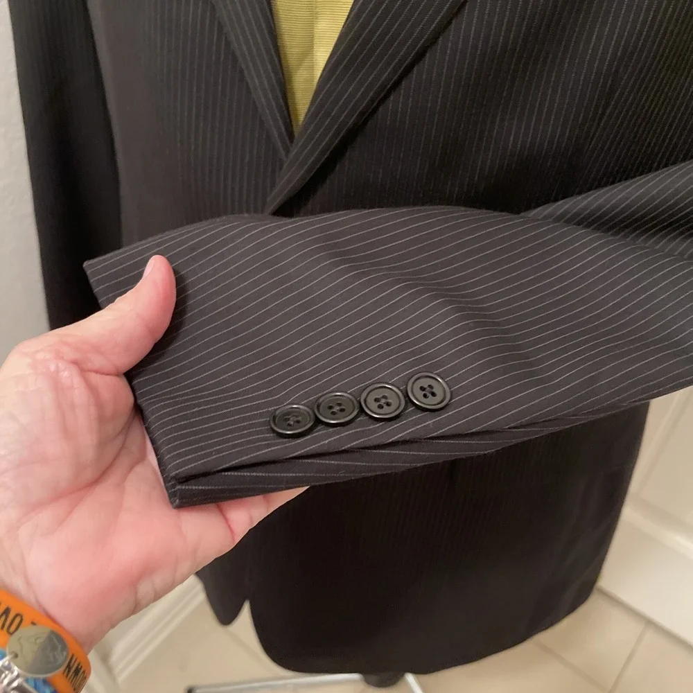 Brooks Brothers Pinstripe, Sport‎ Coat Wool Egypt 42R Black / Gray Men's Blazer